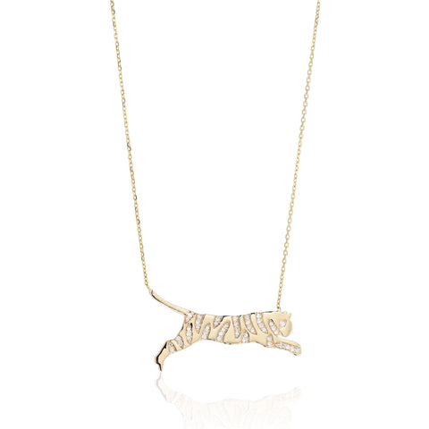 I-AM-A-TIGER,  Jump Necklace, Gold/Diamonds