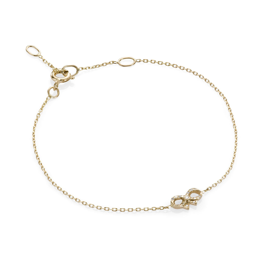FLORENCE, Santa Maria Mini Bow Bracelet, Gold/Diamonds