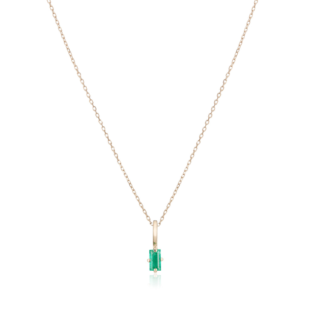 ZAMBEZI, Twala Baguette Pendant 0,13ct, Gold/Emerald