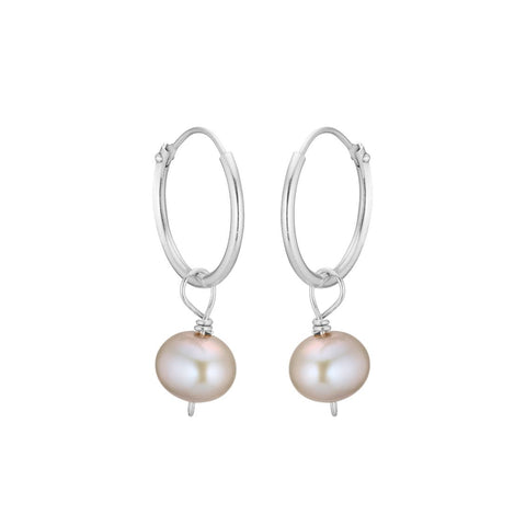 DROPS DELIGHT, Mini hoop 15mm, Gray pearl/Silver