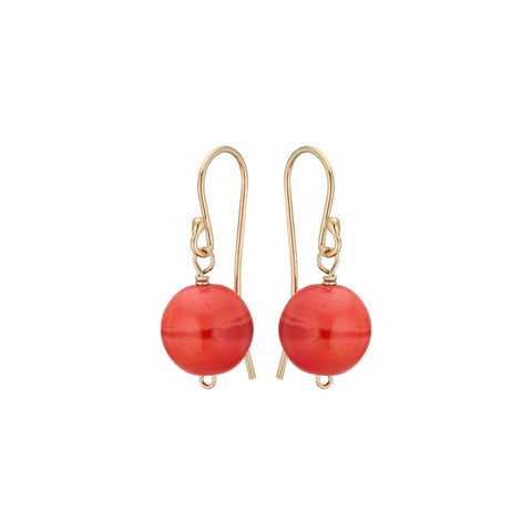 DROPS DELIGHT, Plain Ball earring, Coral Gold