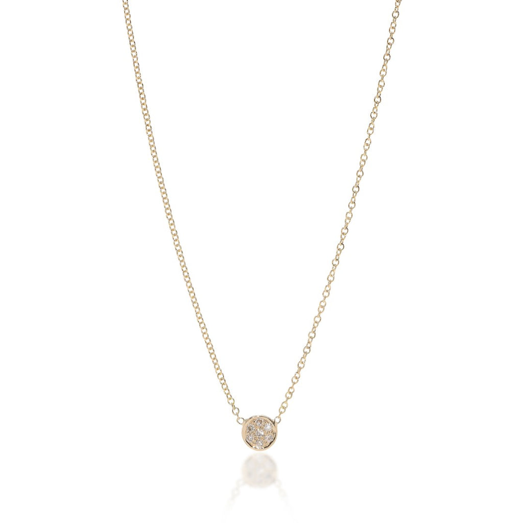 CIRCLE LINE, Tiny Circle Necklace, Gold/White