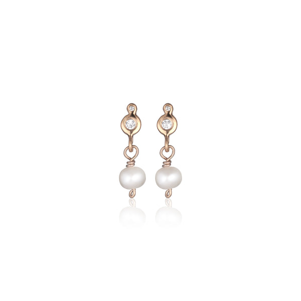 OYSTER, Algae mini DB-top earrings, gold/white