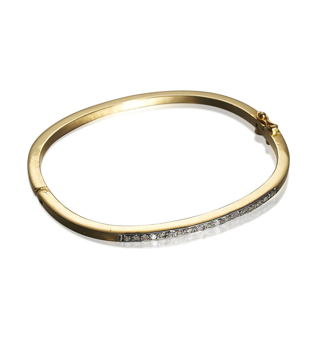 DIAMONDS, 1/4-Lined Bangle, GP