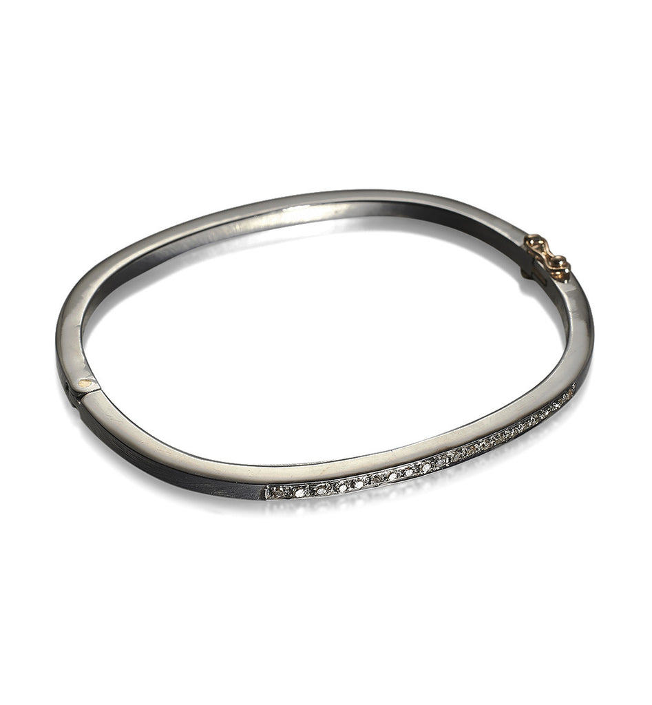 DIAMONDS, 1/4-Lined Bangle, DarkSilver/Gray