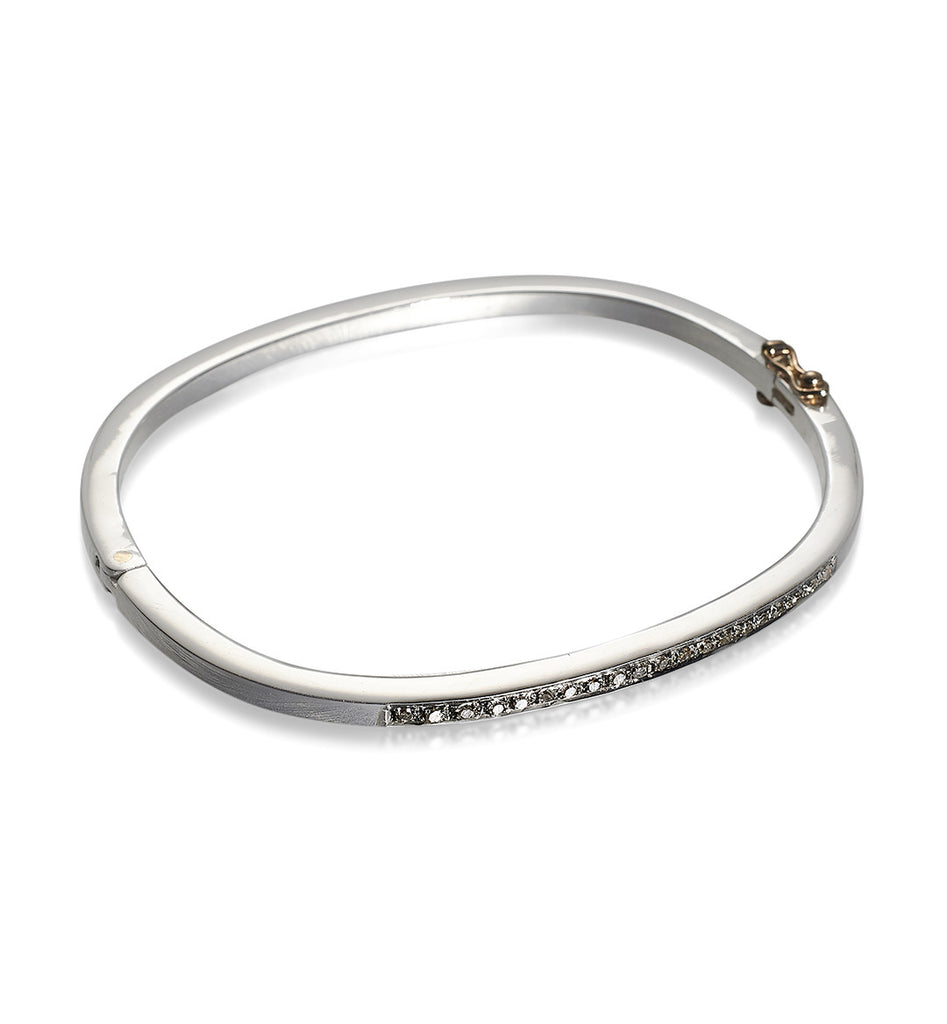 DIAMONDS, 1/4-Lined Bangle, Silver