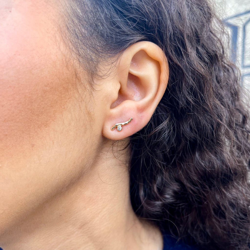 KALAHARI, Lily diamond stud , Gold/White