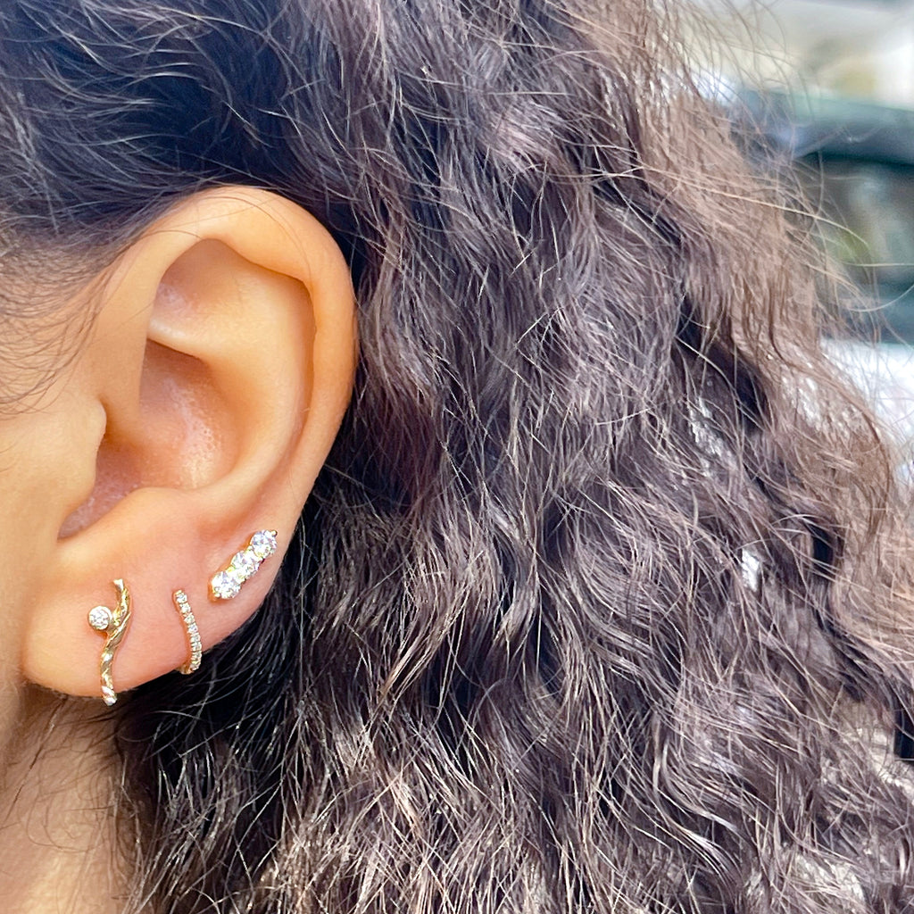 KALAHARI, Lily diamond stud , Gold/White