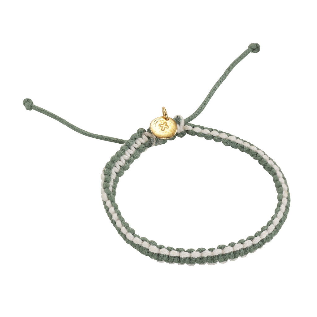 BOHO BRACELETS, Braided Green/White
