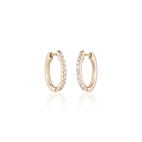 ALIGNED, EVEN Oval huggies 15mm 0,30ct, Gold/White