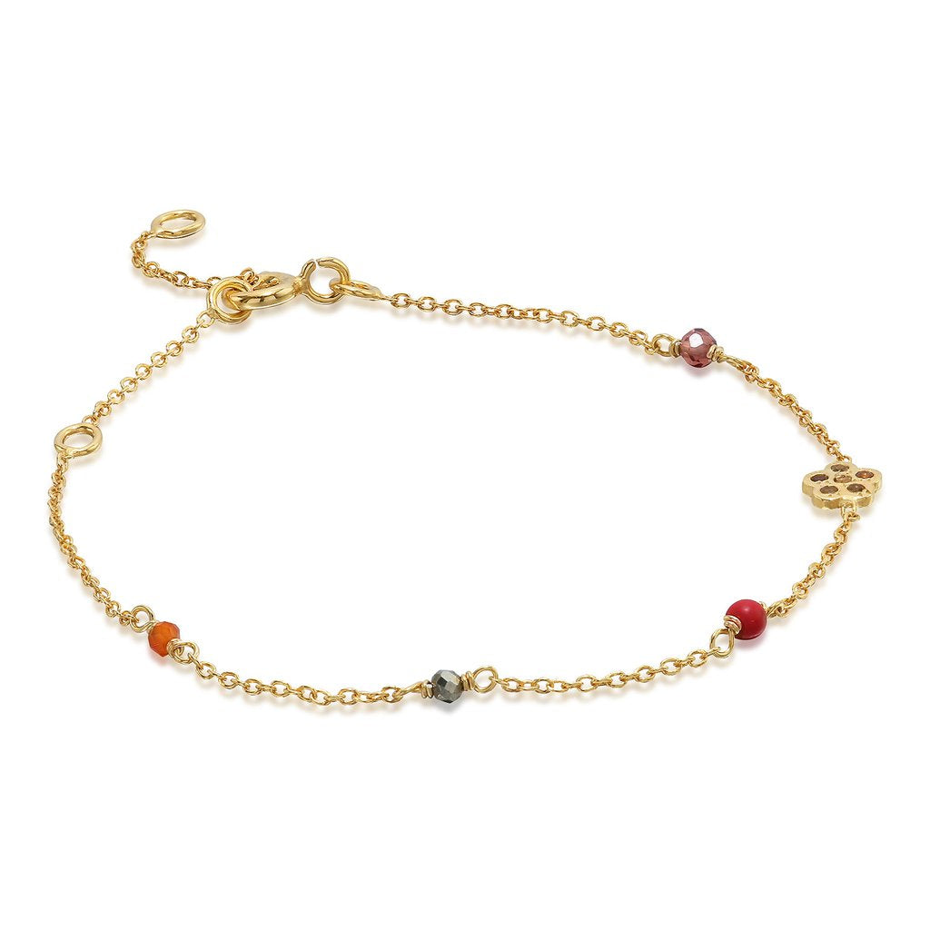 MEADOW, Breeze Anklet, Gold/Red