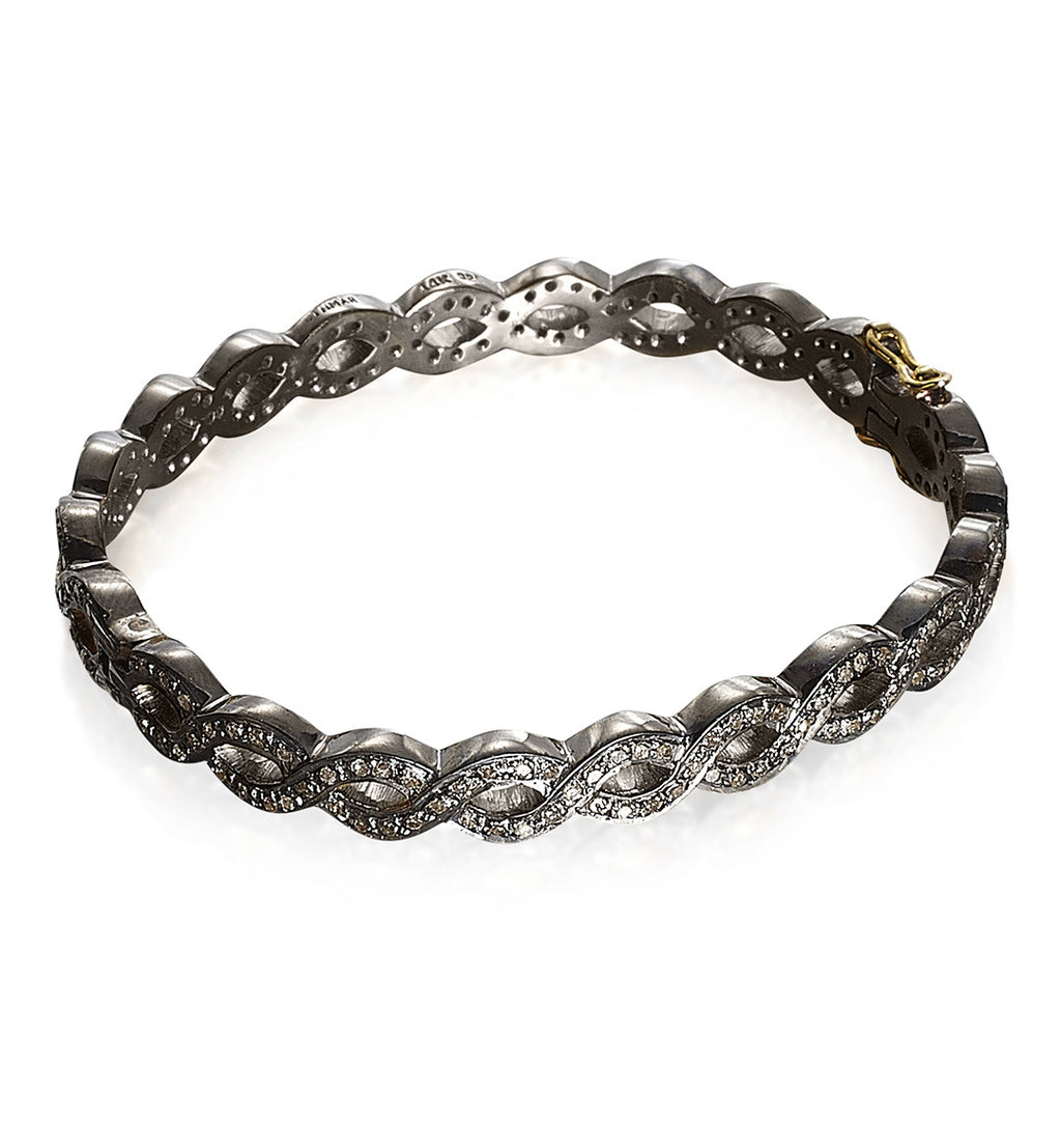 DIAMONDS, All Braided Bangle, Dark