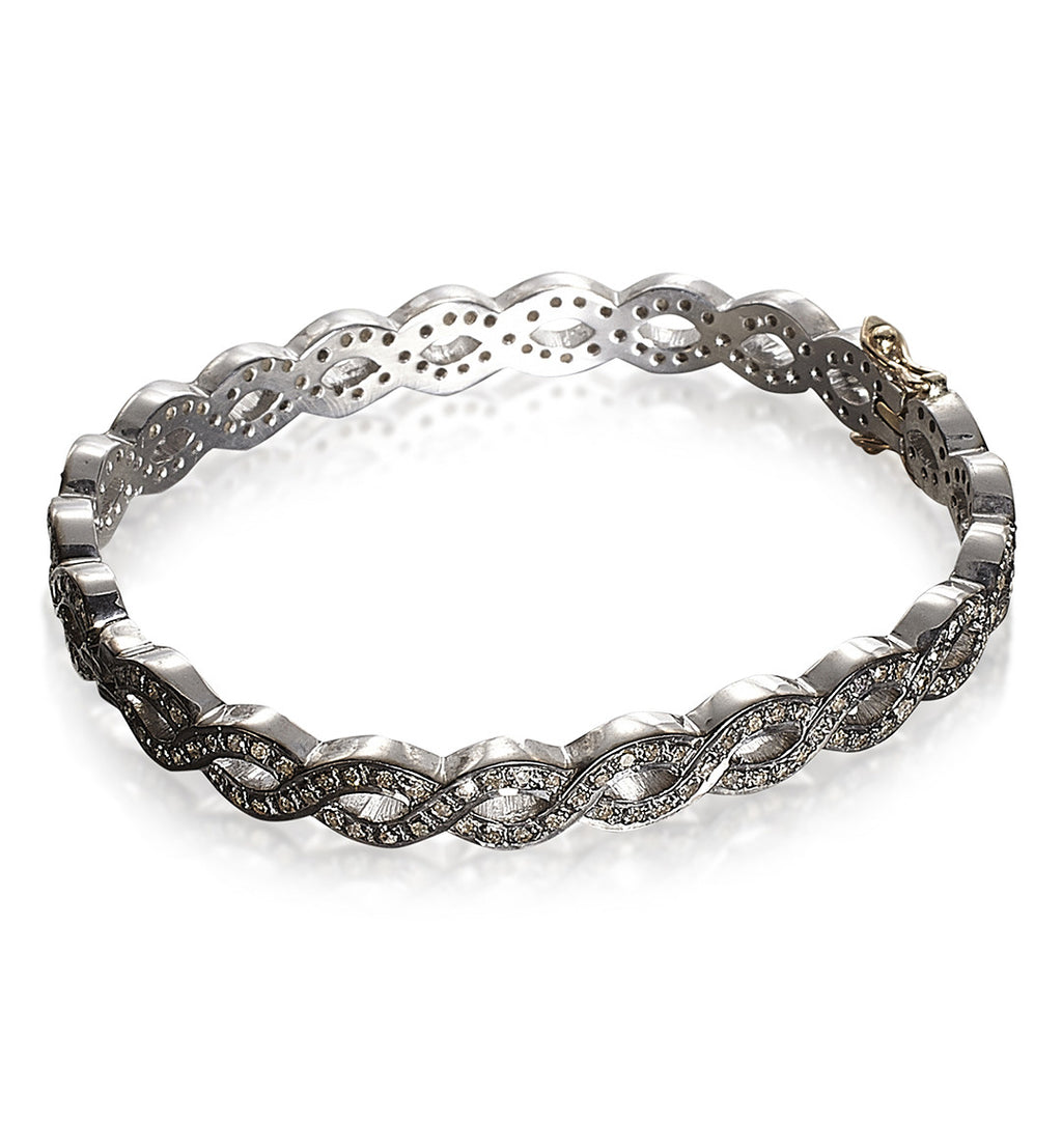 DIAMONDS, All Braided Bangle, Silver