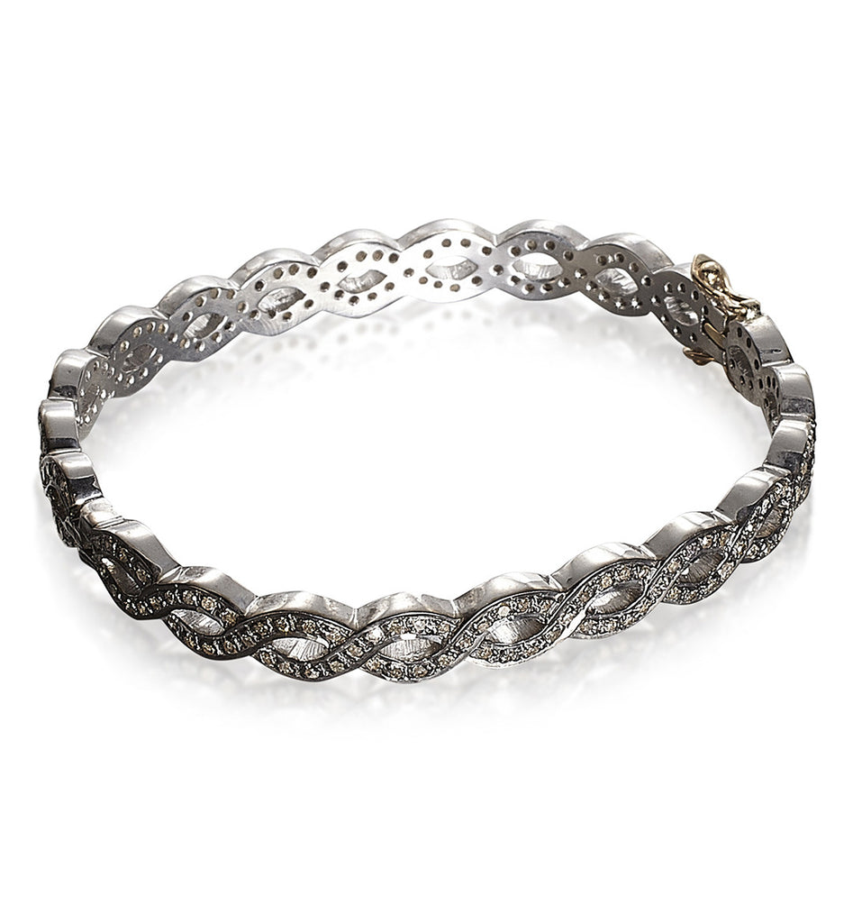 DIAMONDS, All Braided Bangle, Silver