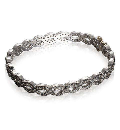 DIAMONDS, All Braided Bangle, Silver