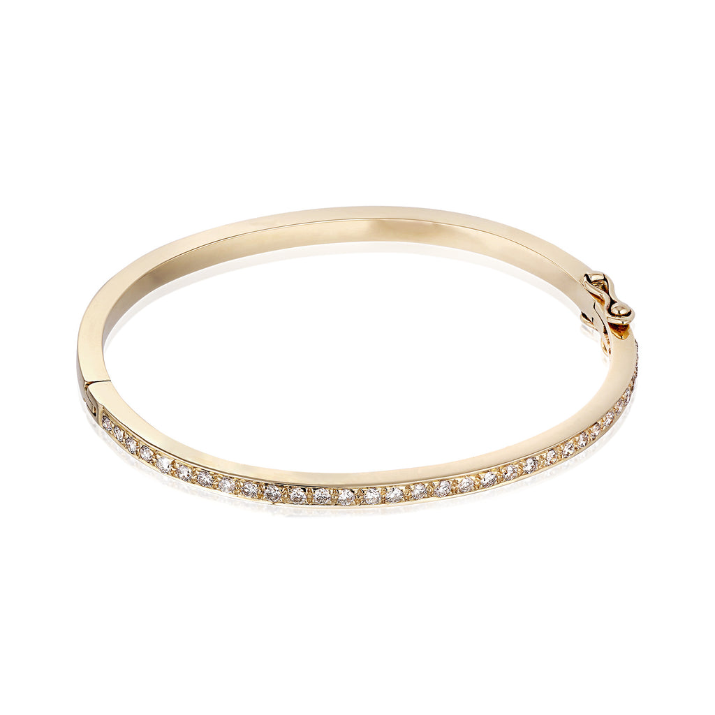 DIAMONDS, 1/2-Line Large Diamonds-Bangle, gold/white