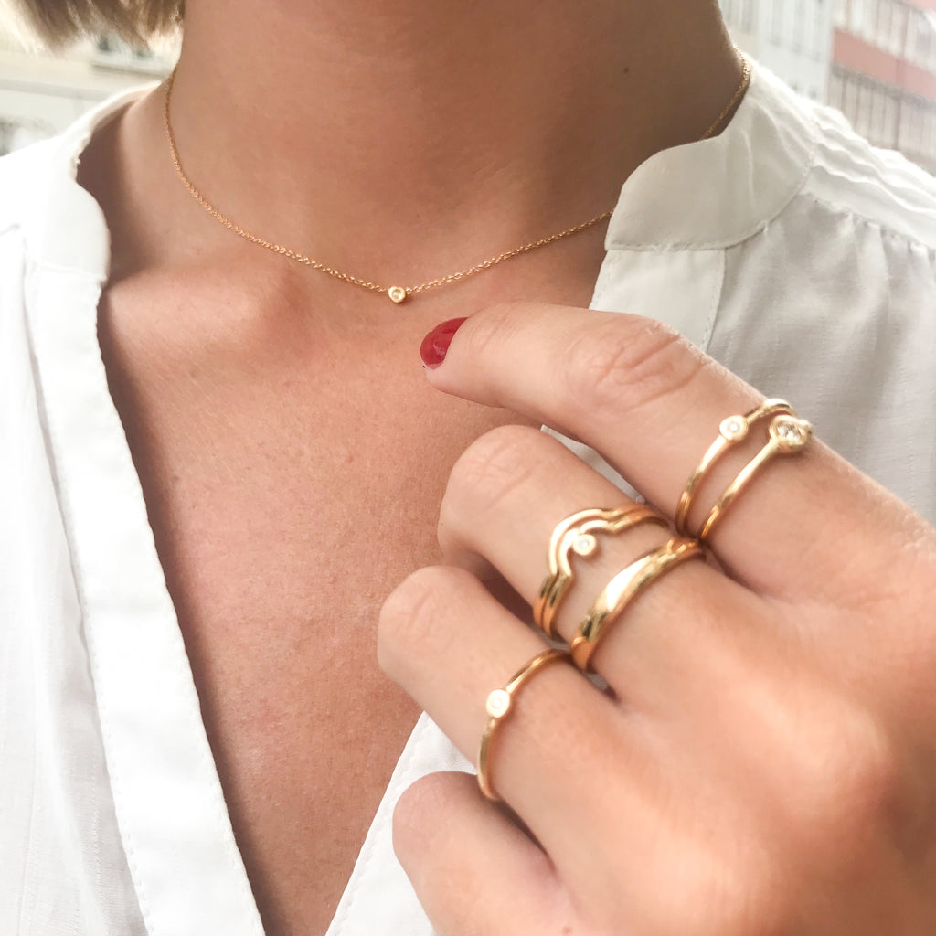 RIO, Move Necklace, Gold/WhiteDiamonds