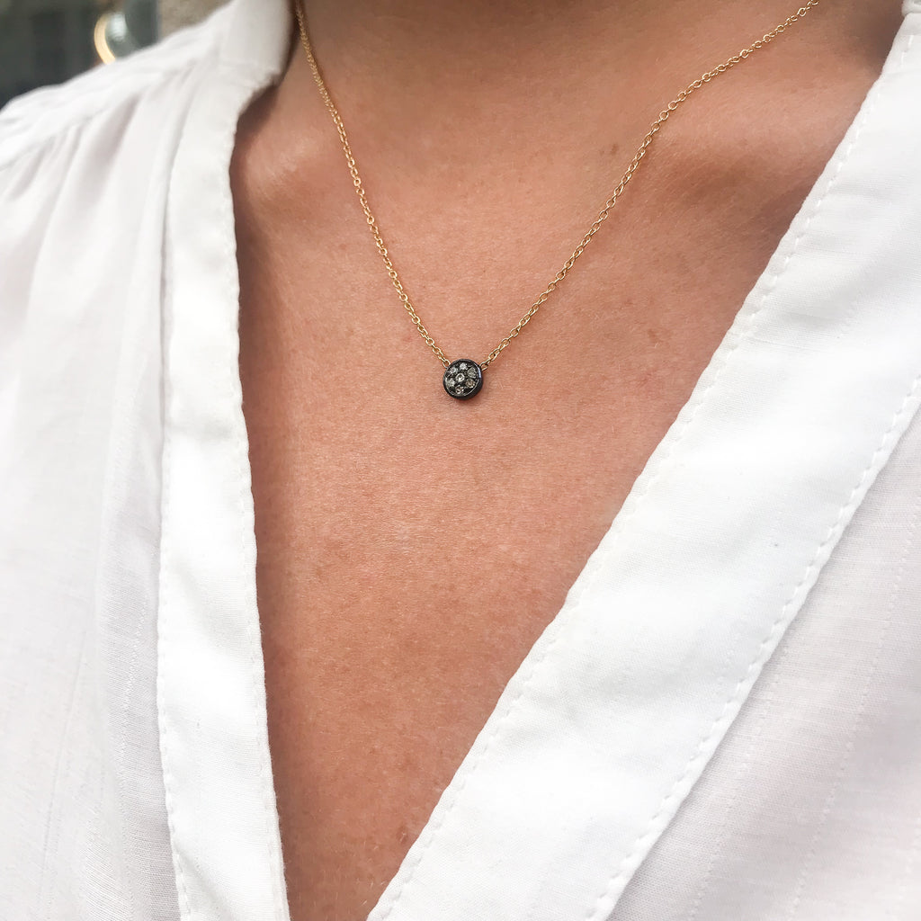 CIRCLE LINE, Tiny Circle Necklace, Mix/Dark