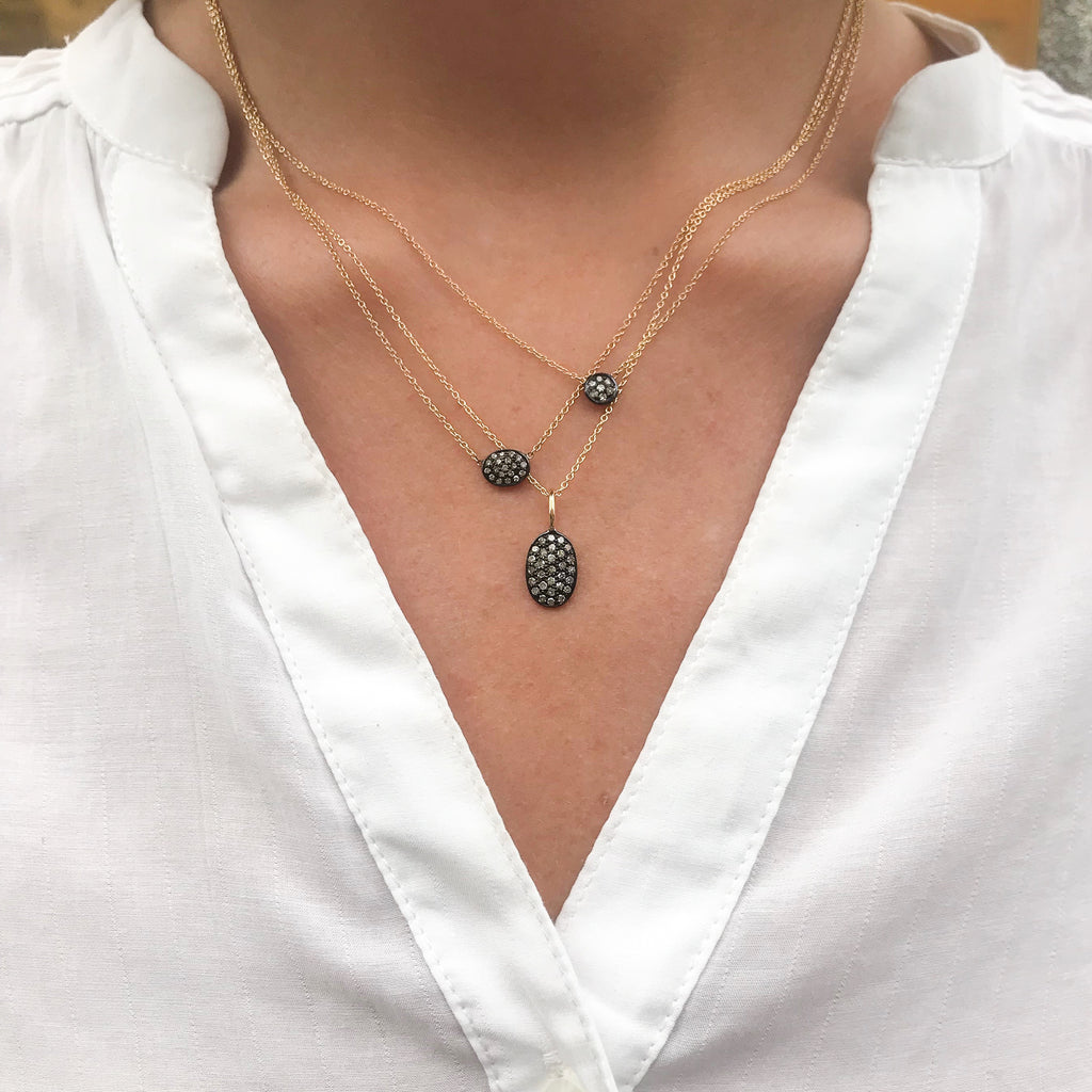 CIRCLE LINE, Tiny Circle Necklace, Mix/Dark