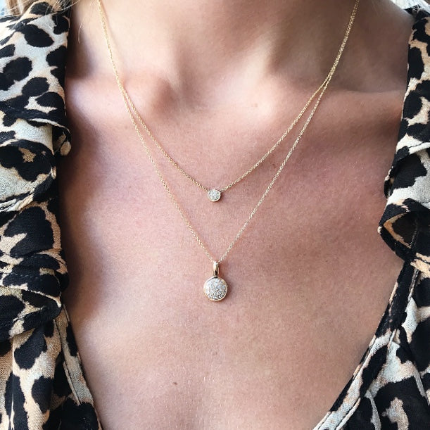 CIRCLE LINE, Tiny Circle Necklace, Gold/White