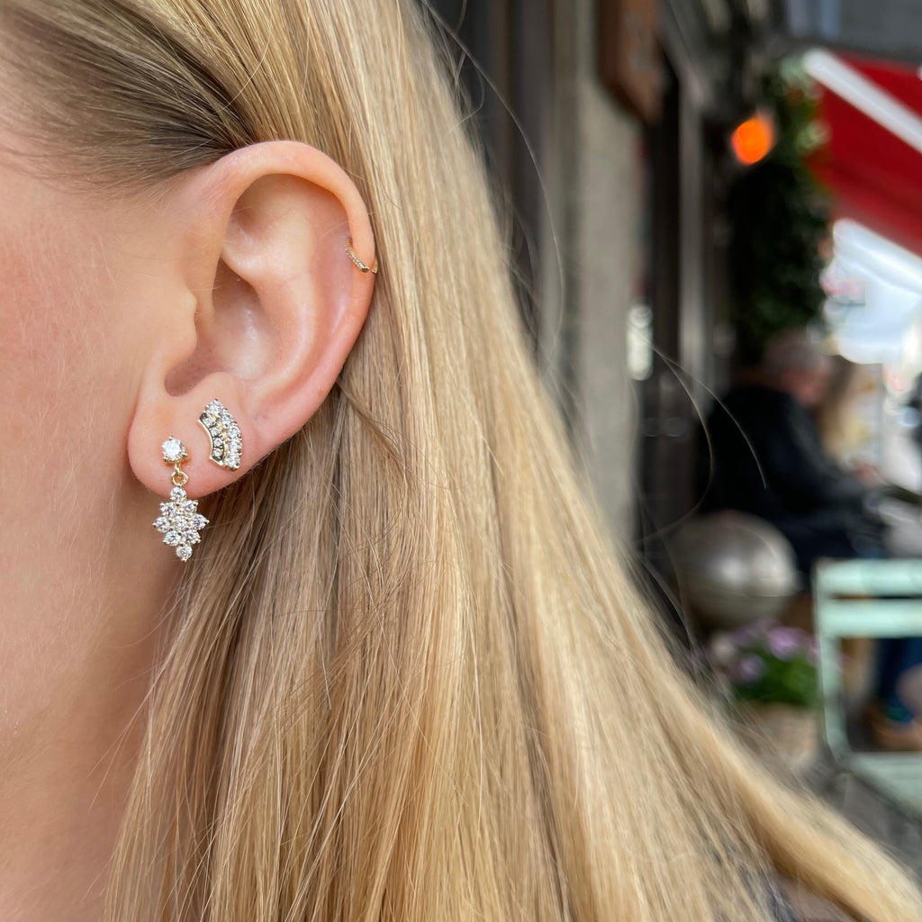 OLYMPIA, Dianysos Lux Earring 3mm Top, Gold/White