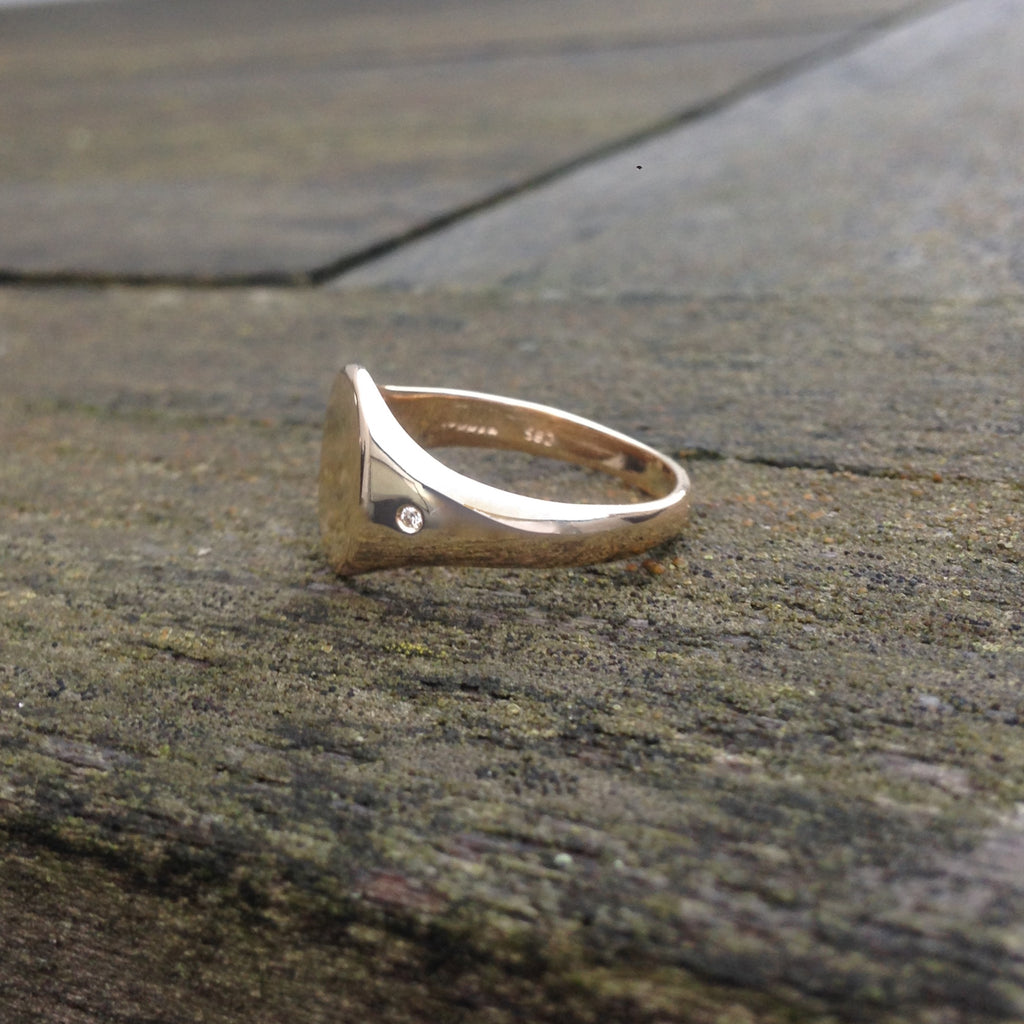 RIO, Signet 2-diamonds Ring, Gold/White