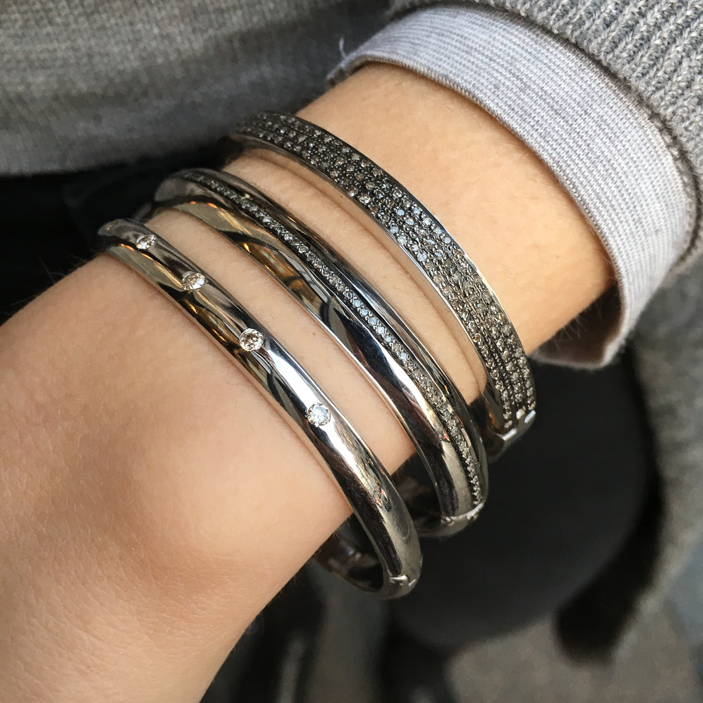 DIAMONDS, The wide 1-Line Bangle, Silver