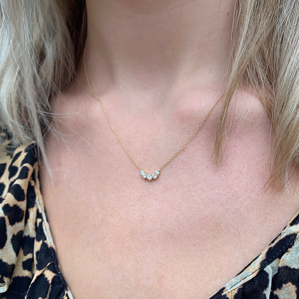 OLYMPIA, Poseidon Arch Necklace 0,32ct, Gold/White