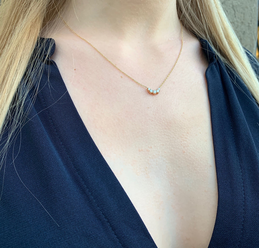 OLYMPIA, Poseidon Arch Necklace 0,32ct, Gold/White