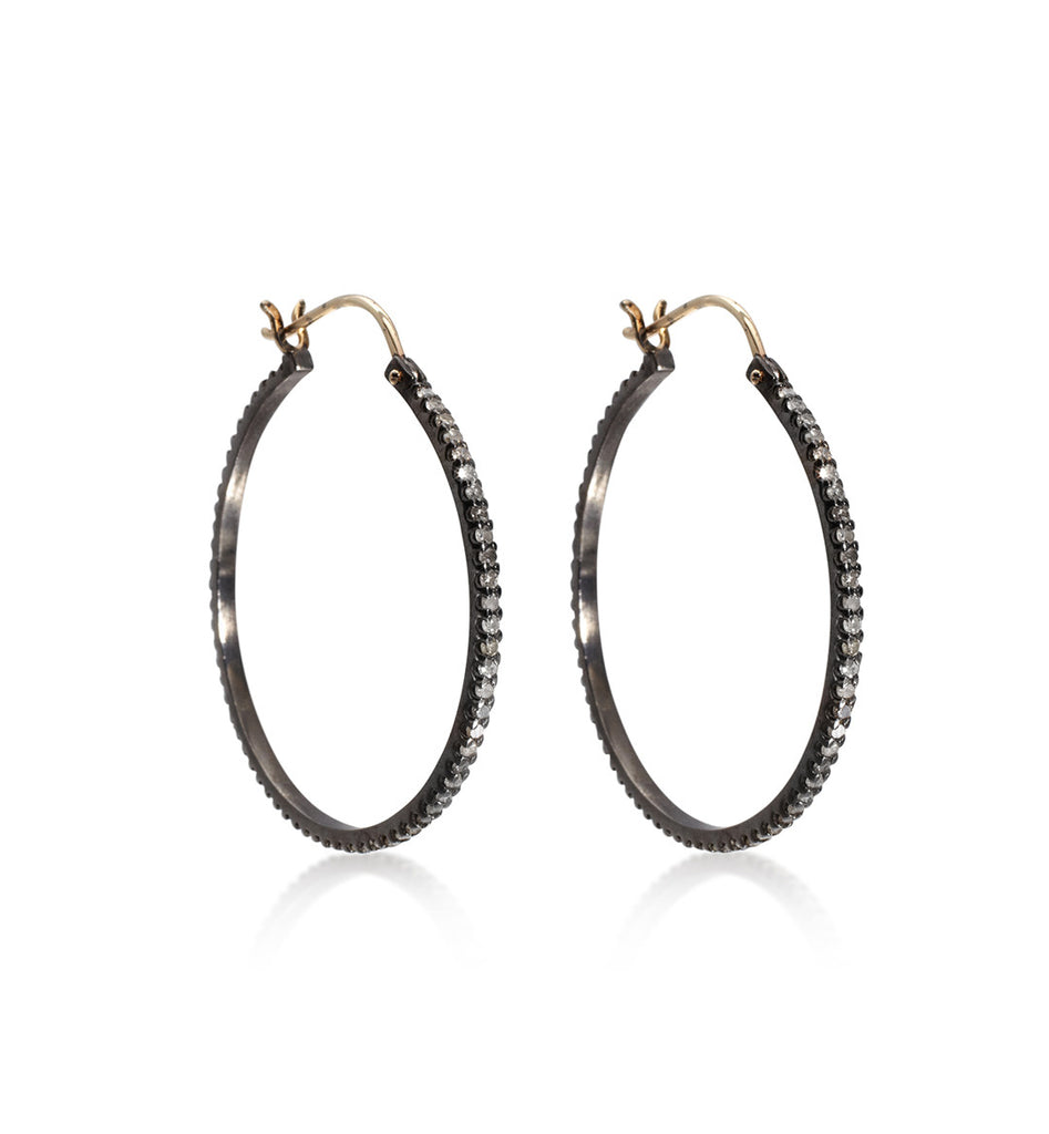 DIAMONDS, Large Hoops 40mm, Dark/gold