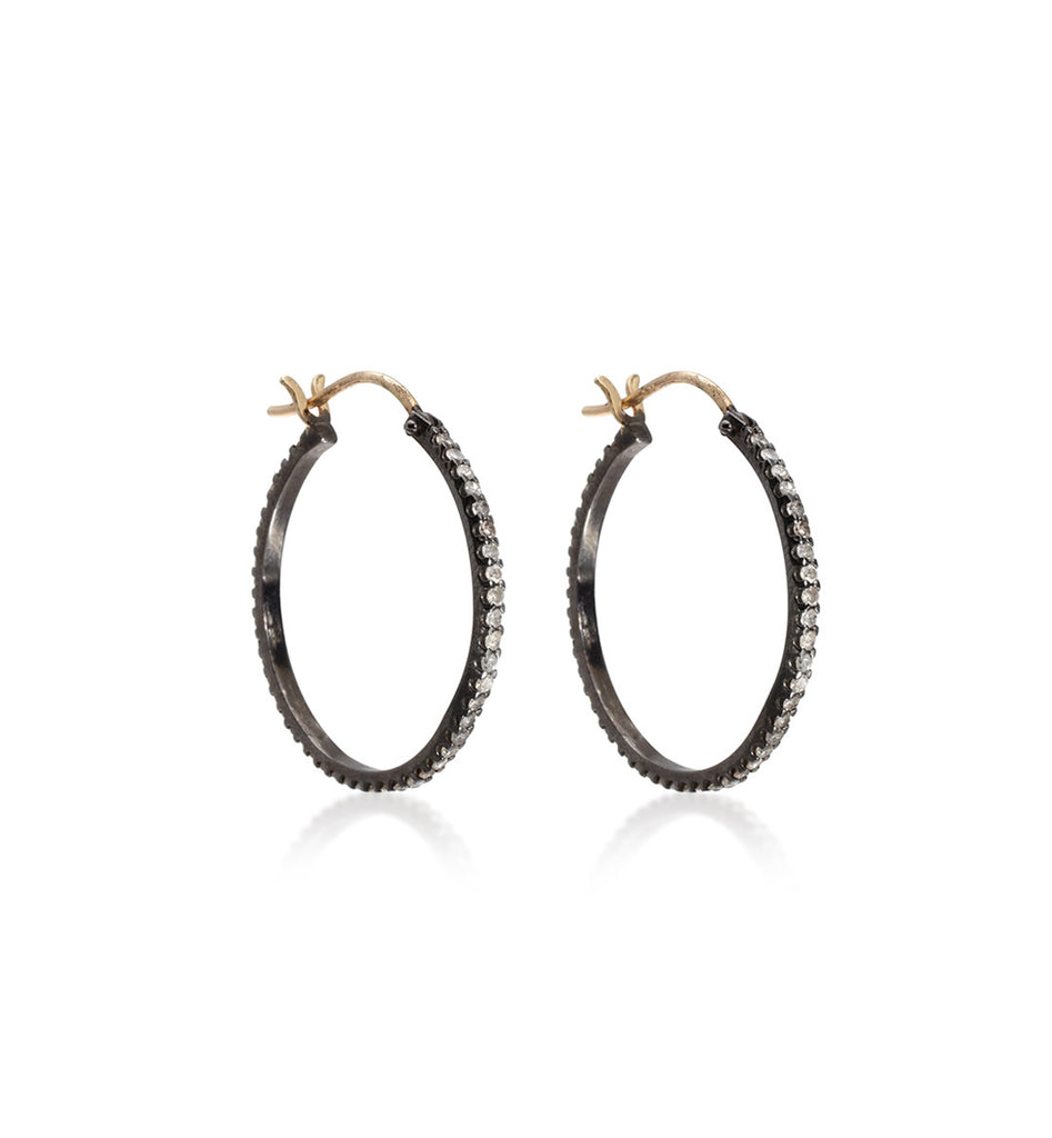 DIAMONDS, Medium Hoops 30mm, Dark/gold