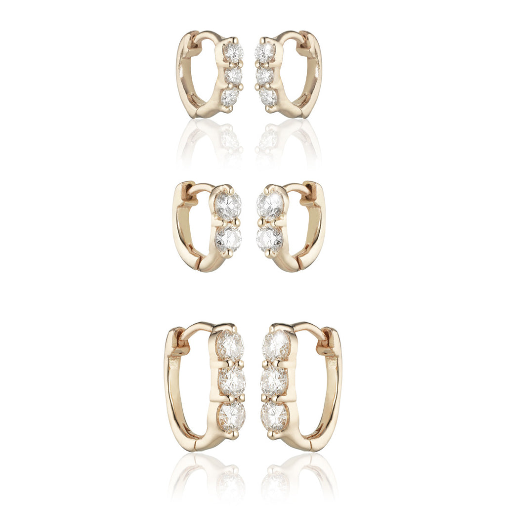 OLYMPIA, Hera huggies 8mm 0,18ct, Gold/White