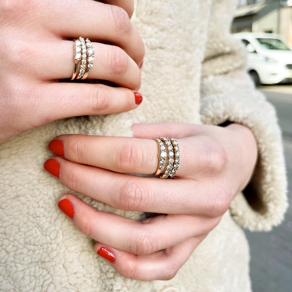 Aligned, 5-stone 0,56ct Ring, Gold/White