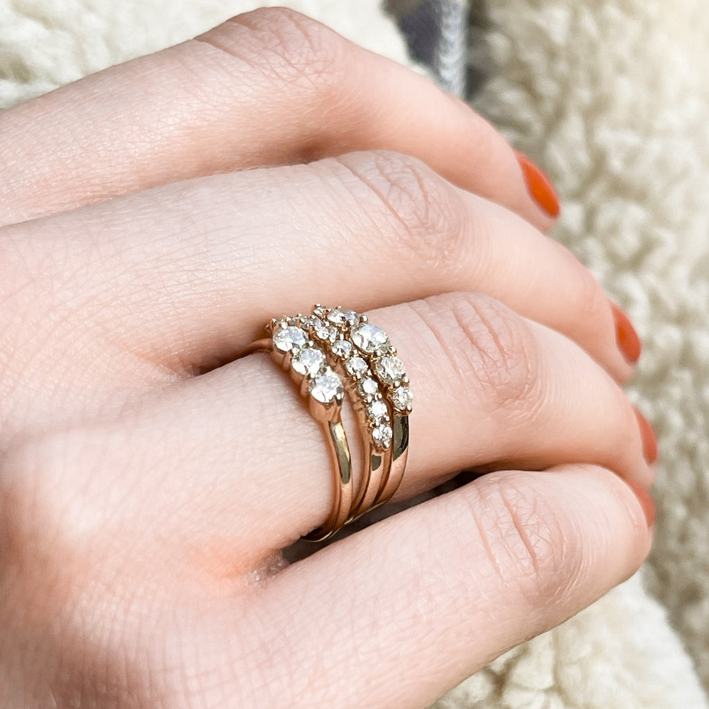 Aligned, 5-stone 0,56ct Ring, Gold/White