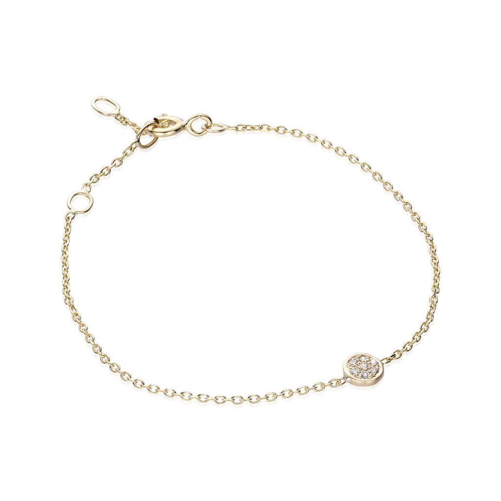 CIRCLE LINE, Tiny Circle/Large Bracelet, White/Gold