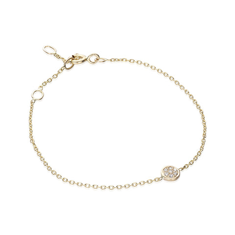 CIRCLE LINE, Tiny Circle/Large Bracelet, White/Gold