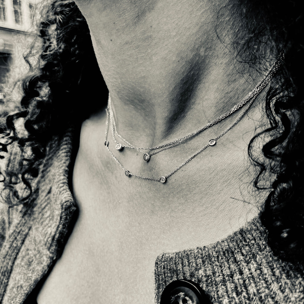 RIO, Hymn Necklace, Gold/White