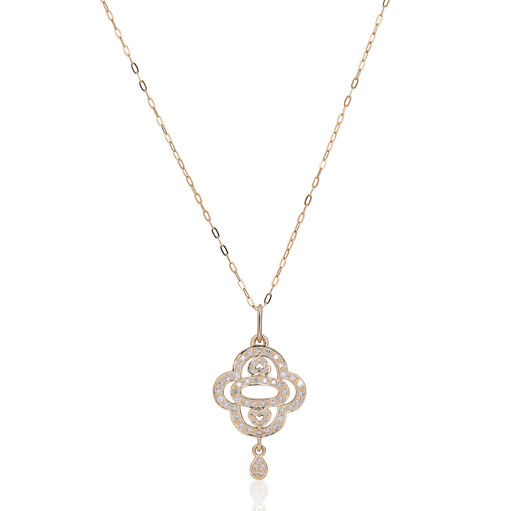 DIAMONDS, 2-Hearts Necklace, Gold/White
