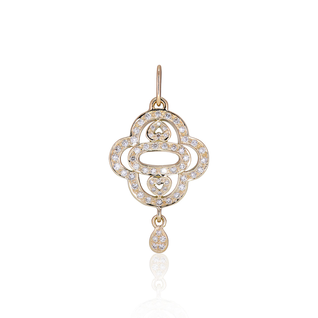DIAMONDS, 2-Hearts Pendant, Gold/White