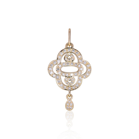 DIAMONDS, 2-Hearts Pendant, Gold/White