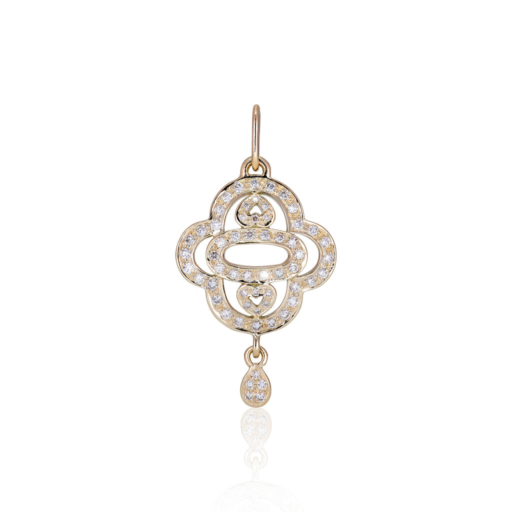 DIAMONDS, 2-Hearts Necklace, Gold/White