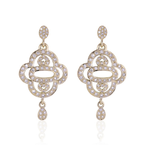 2-HEARTS, Large Earring, Gold/White