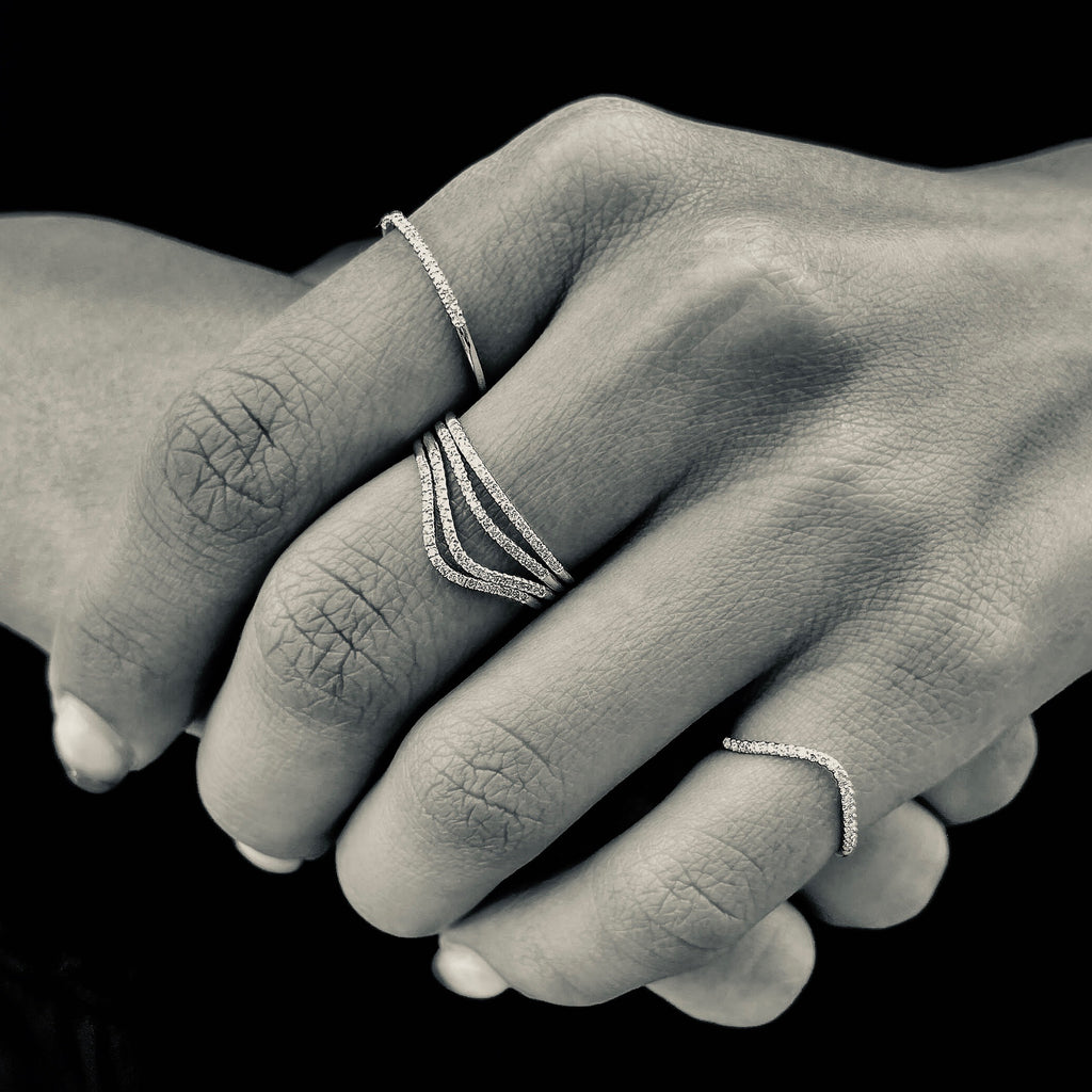 MARIN, Wave diamond ring, Gold/White