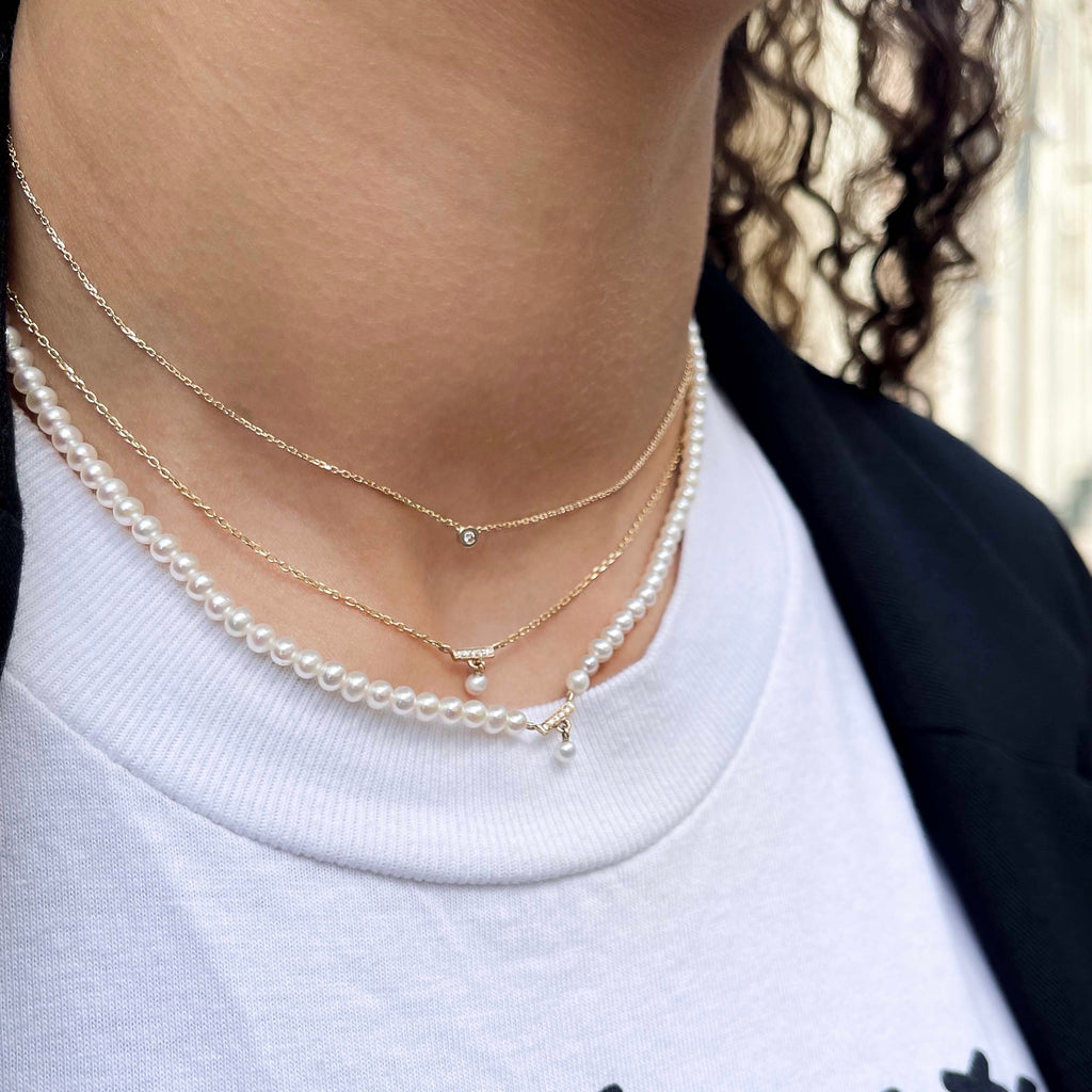 RIO, Move Necklace, Gold/WhiteDiamonds