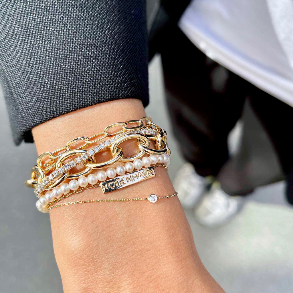 RIO, Move thin Bracelet, Gold/White diamonds