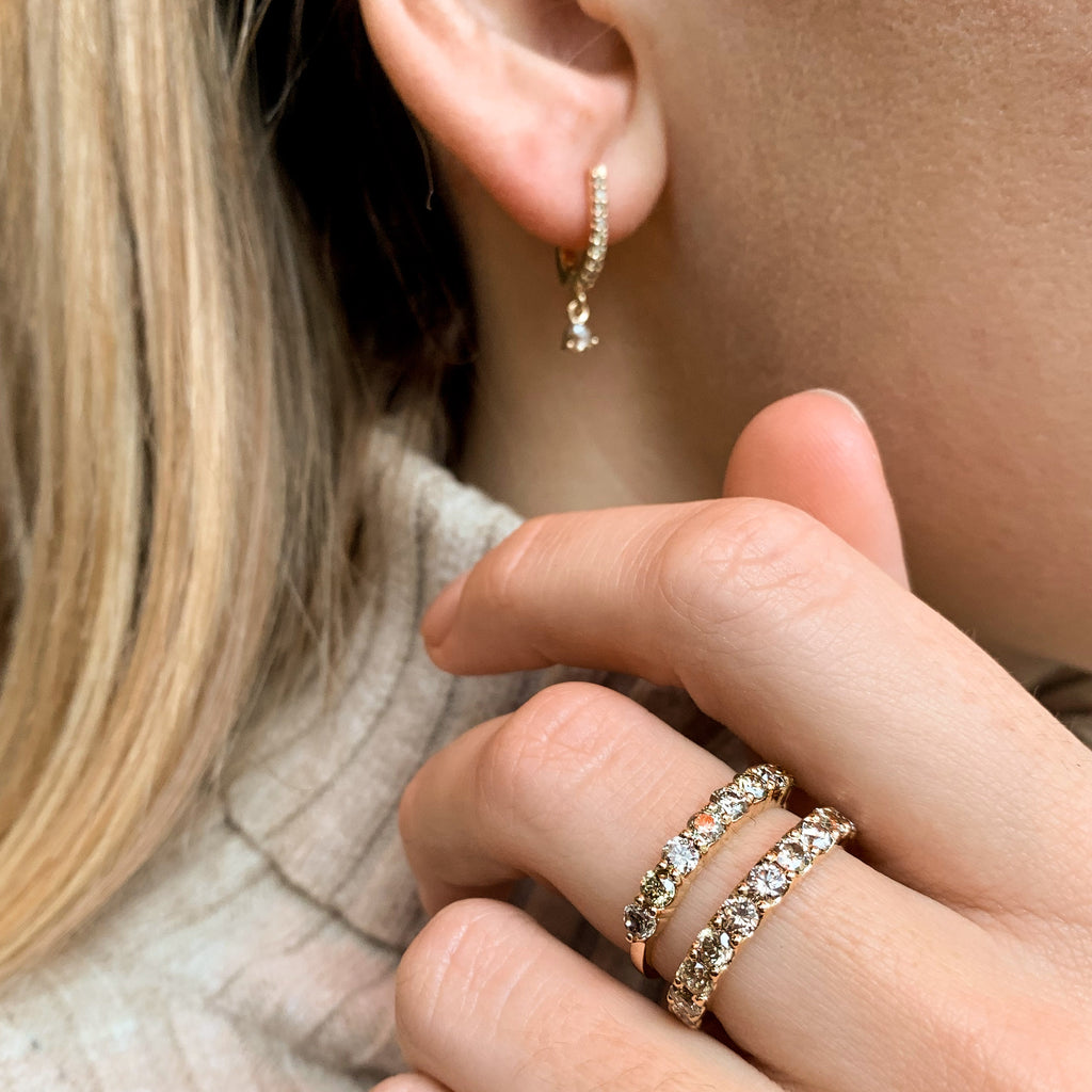 Aligned, 1/1 line 3mm Ring, Gold/Champagne