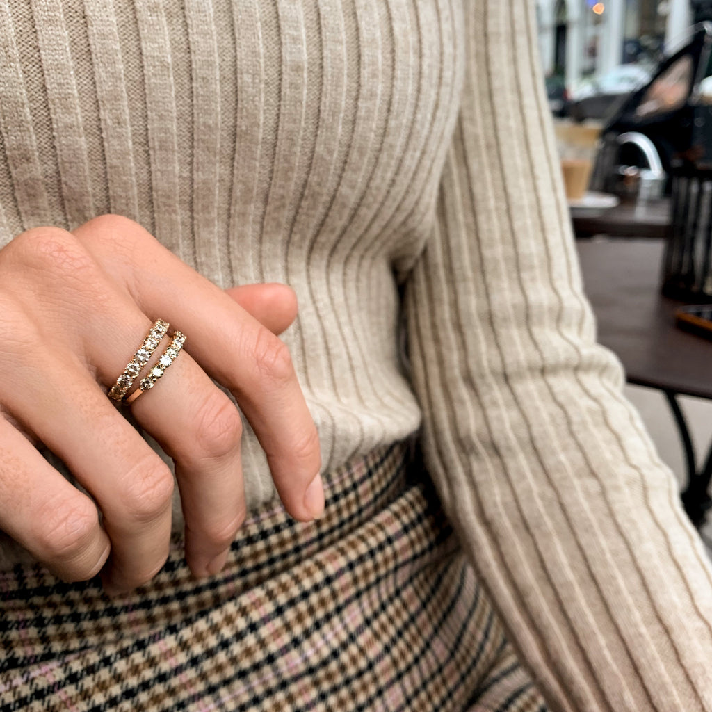 Aligned, 1/1 line 3mm Ring, Gold/Champagne