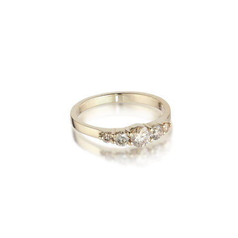 Aligned, 5-stone 0,56 ct Ring, Gold/Champagne