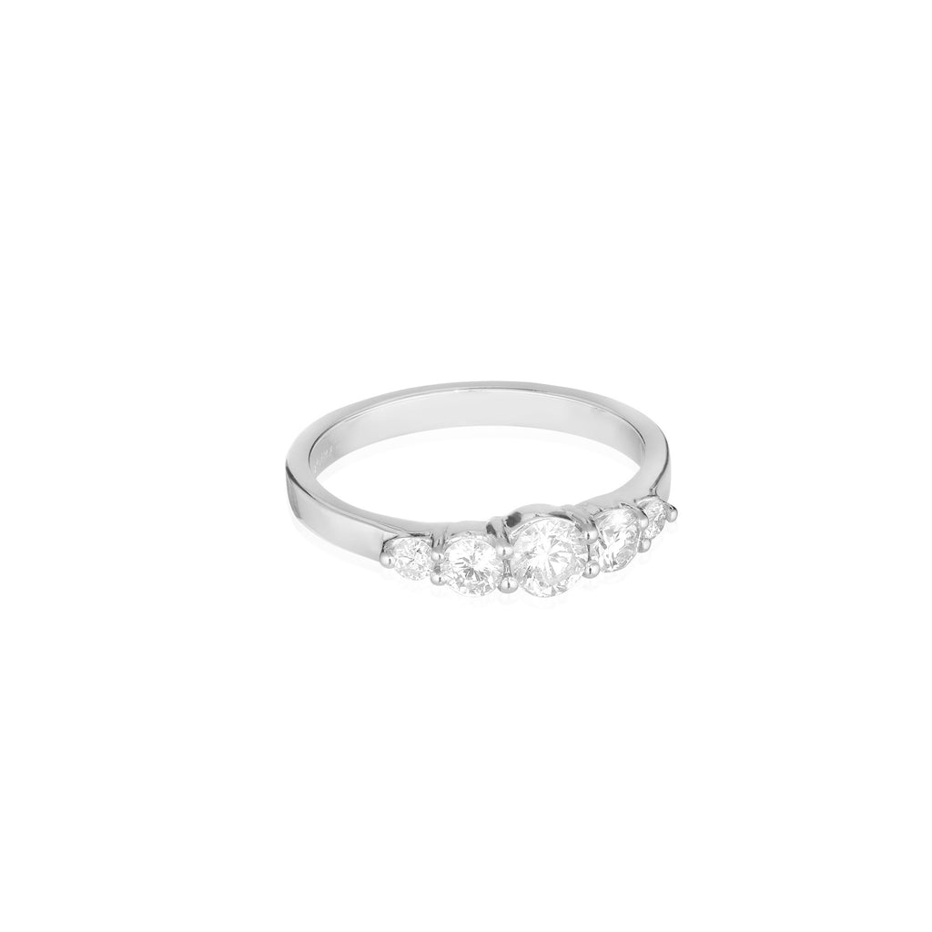 Aligned, 5-stone 0,56ct Ring, White/White