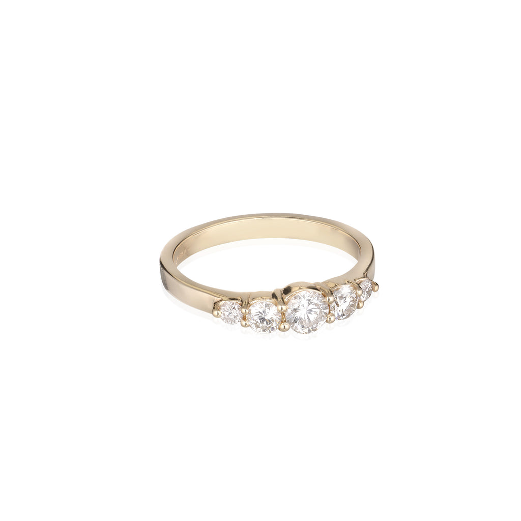 Aligned, 5-stone 0,56ct Ring, Gold/White